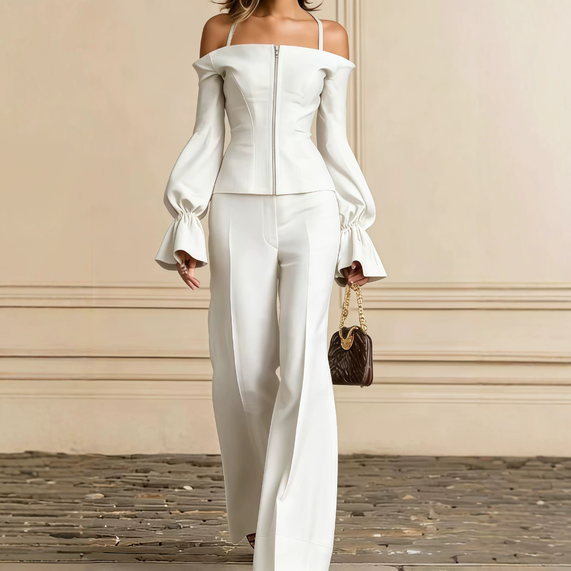 Women Formal Wear Set - 2 Piece Pants Set Women Solid