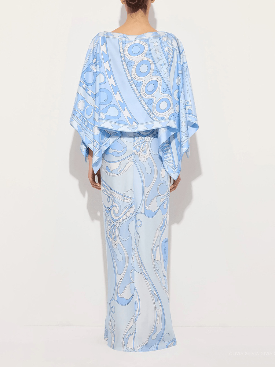 VGH Light Blue Abstract Print  - Women Formal Wear Set 评论和价格