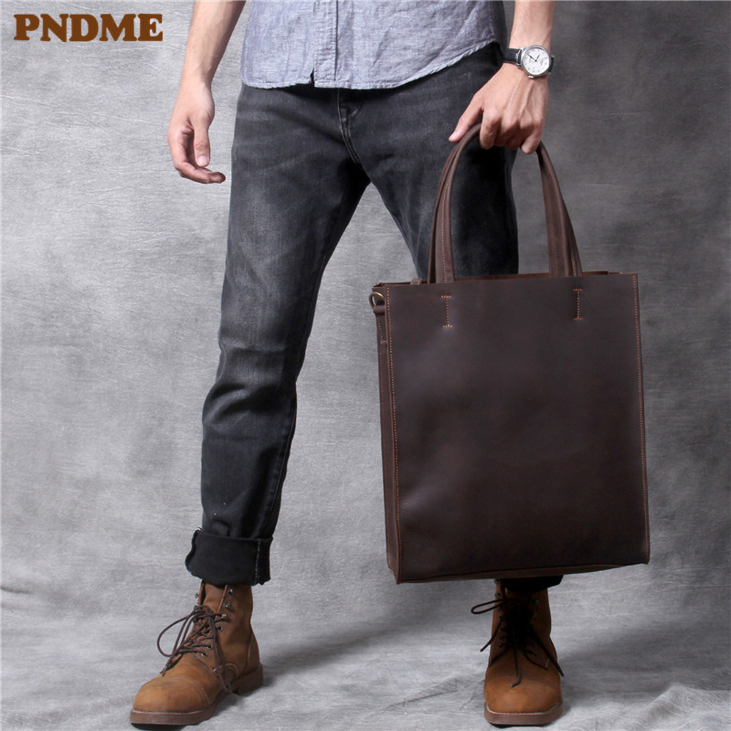 Vintage genuine leather men ha - Structured Handbag Work 评论和价格