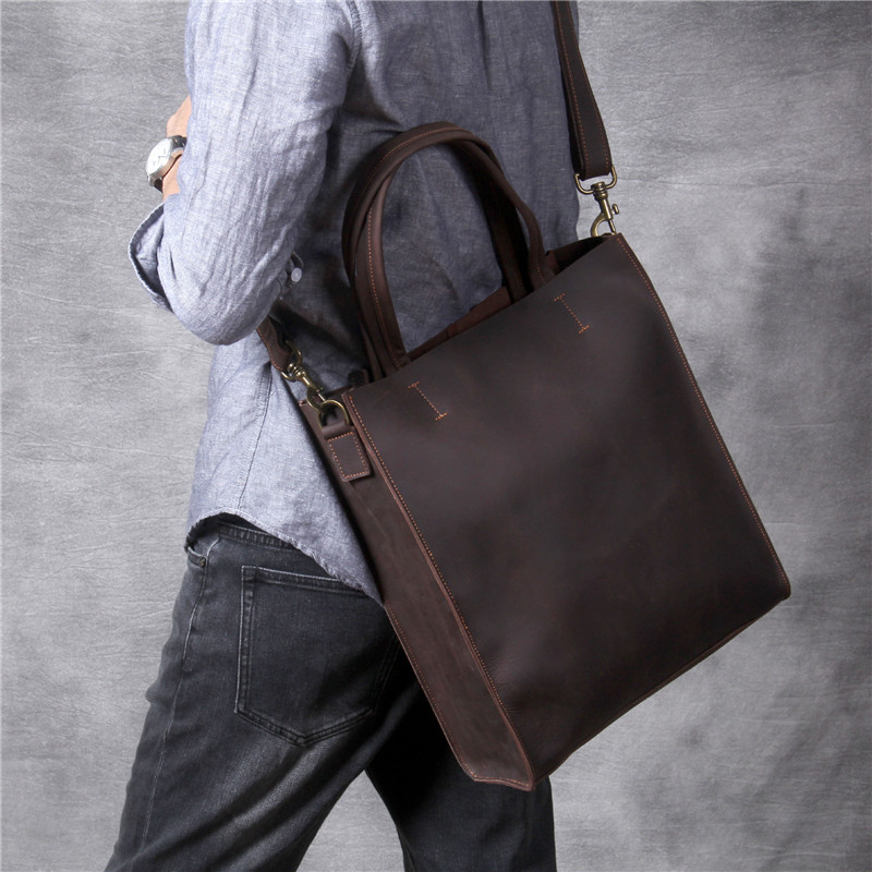 Vintage genuine leather men ha - Structured Handbag Work 评论和价格