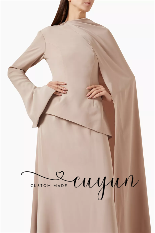 CUYUN Customized Khaki Modest  - Women'S Formal Wear For A Wedding Guest 评论和价格