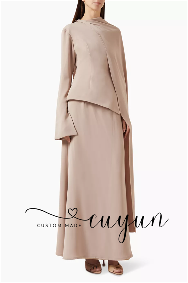 CUYUN Customized Khaki Modest  - Women'S Formal Wear For A Wedding Guest 评论和价格
