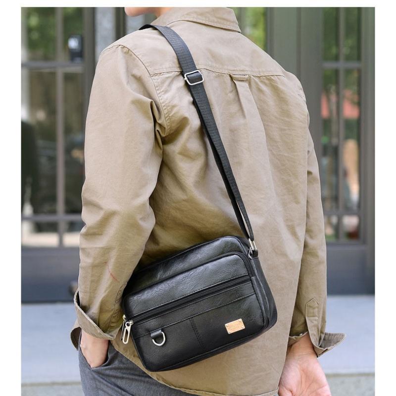 Leather Men's Sling Bag Messen - Structured Handbag Work 评论和价格