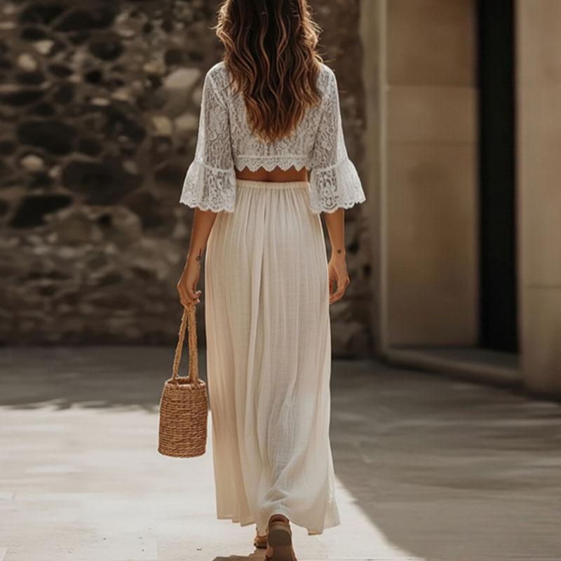 Womens Bohemian Lace Two Piece - Women Formal Wear Set 评论和价格