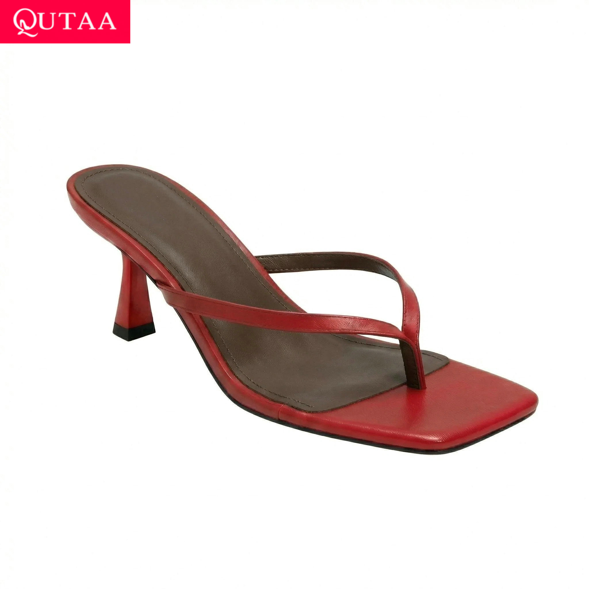 QUTAA News Fashion Flip-flops  - Kitten Heel Women 评论和价格
