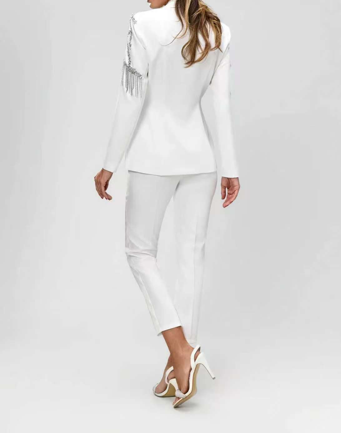 Crystals Beading Women Suit Se - Women'S Formal Wear For A Wedding Guest 评论和价格
