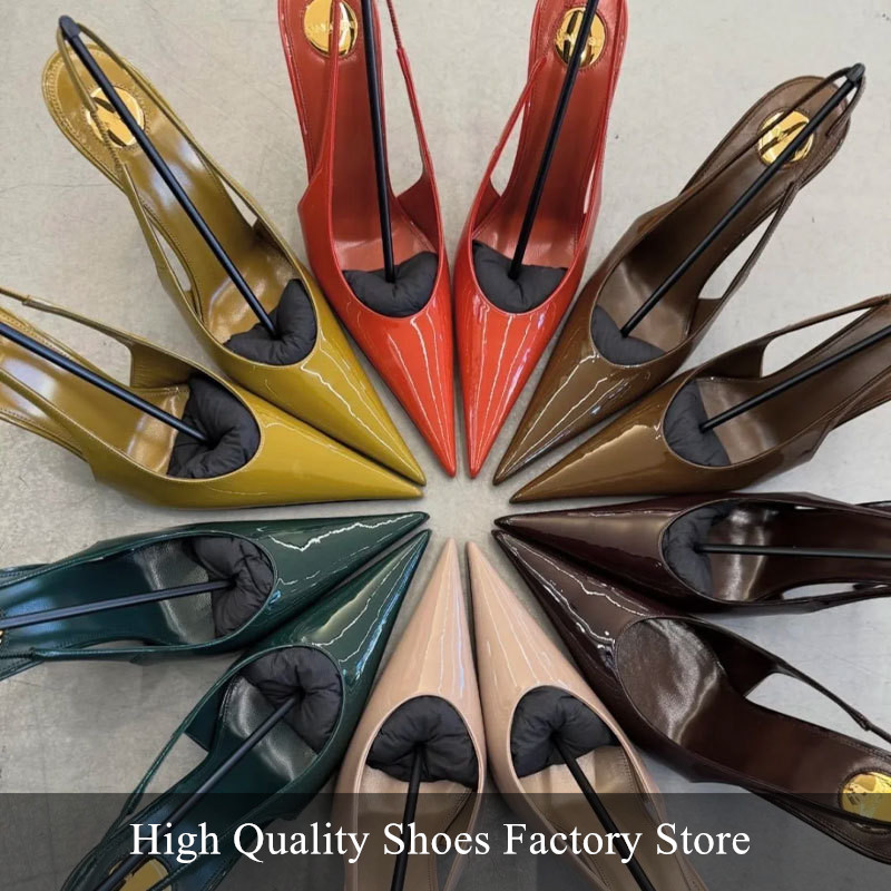 Elegant Nude Gloss Patent Leat - Slingback Heel Formal 评论和价格