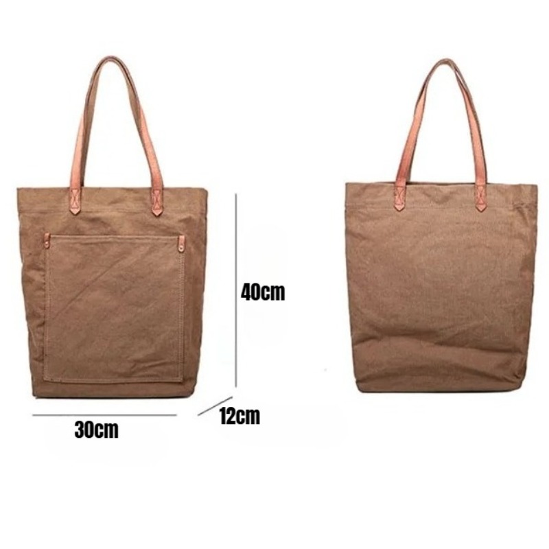 Canvas Leather Tote Bag for Me - Structured Handbag Work 评论和价格