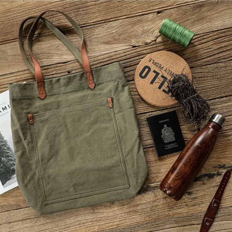 Canvas Leather Tote Bag for Me - Structured Handbag Work 评论和价格