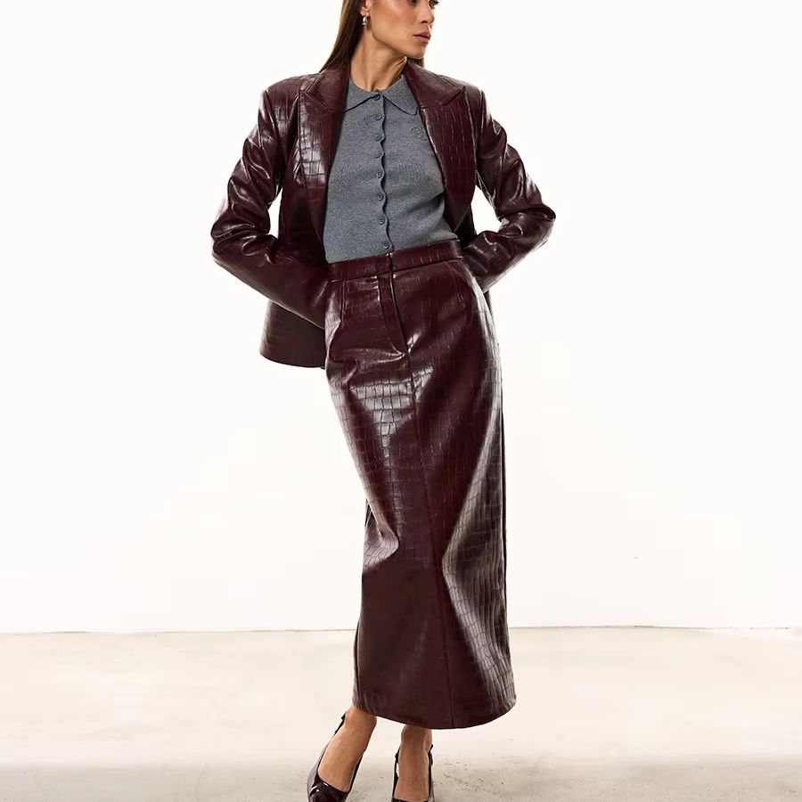 IG Women Burgundy Croc Faux Le - Women Formal Wear Set 评论和价格