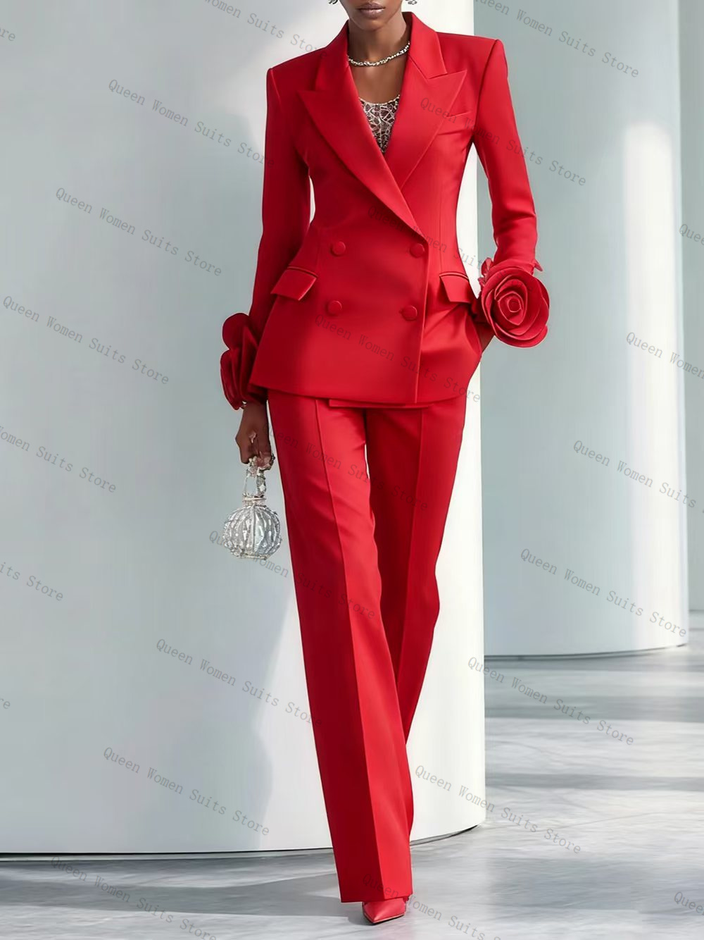Luxury Red Women Suit Set 2 Pc - Women'S Formal Wear For A Wedding Guest 评论和价格