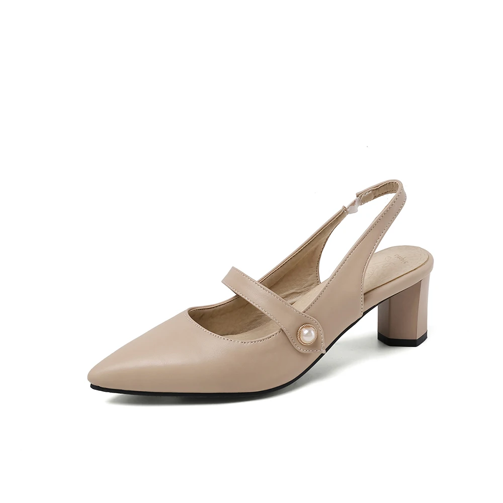 Summer New Elegant Beige Black - Slingback Heel Formal 评论和价格