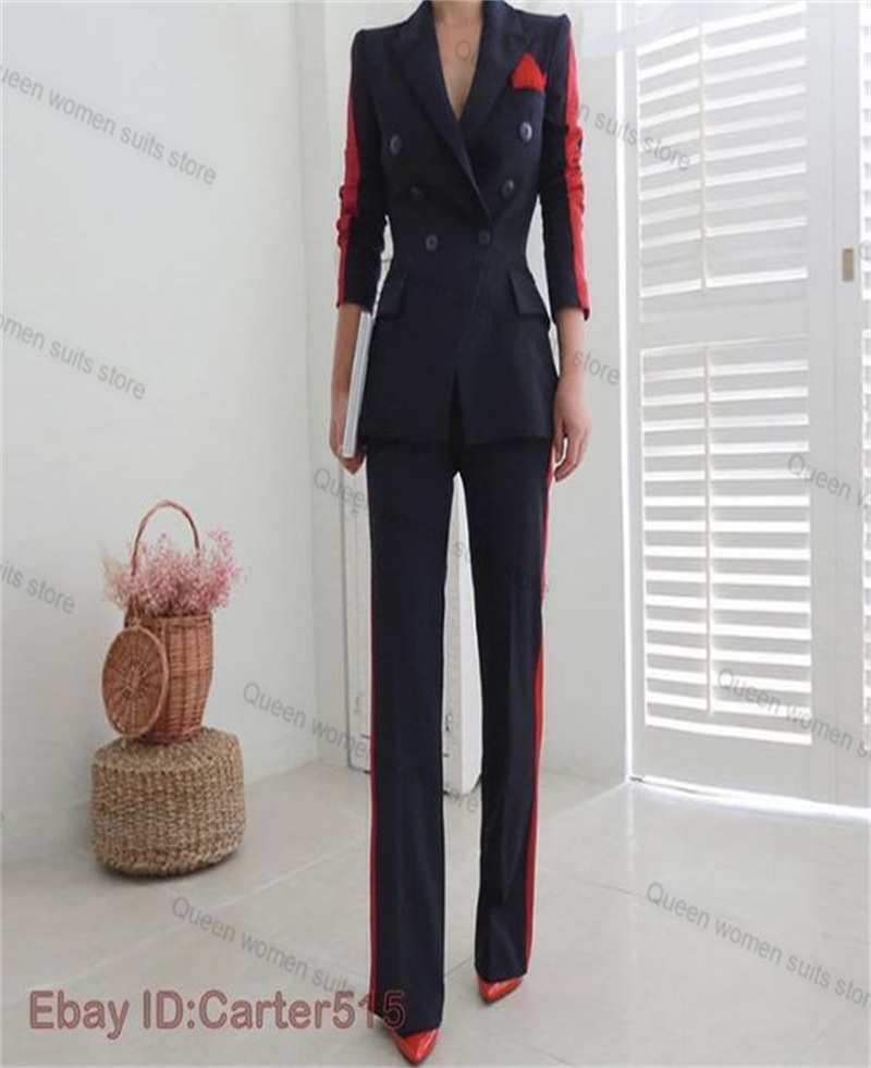Red Black Autumn Women Suit Se - Women Formal Wear With Black Blazer 评论和价格