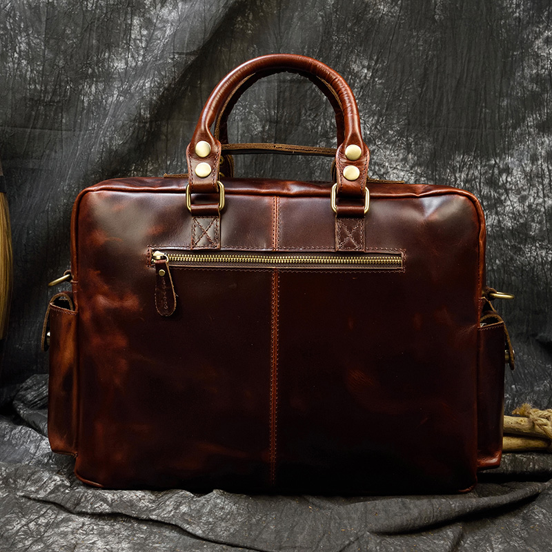 Men's genuine leather briefcas - Structured Handbag Work 评论和价格