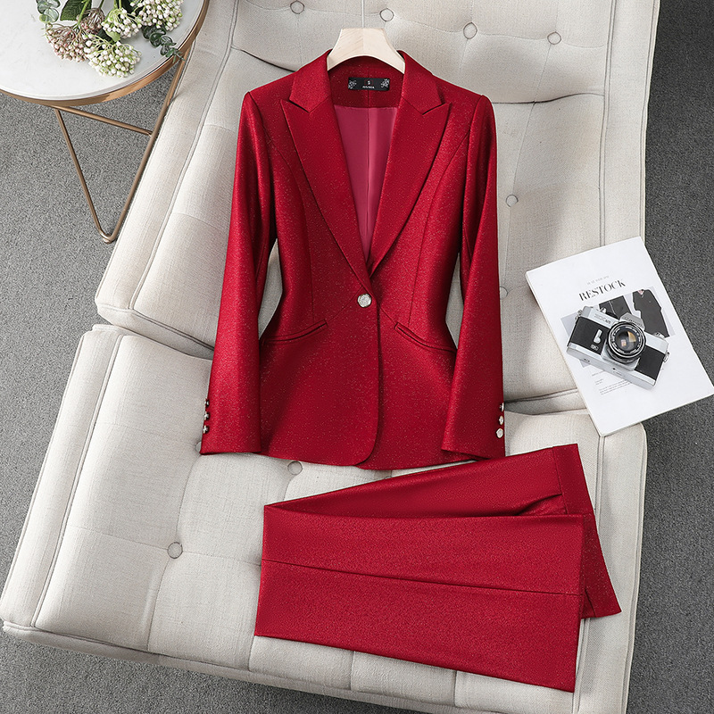 Office Ladies Formal Pant Suit - Women Formal Wear With Black Blazer 评论和价格
