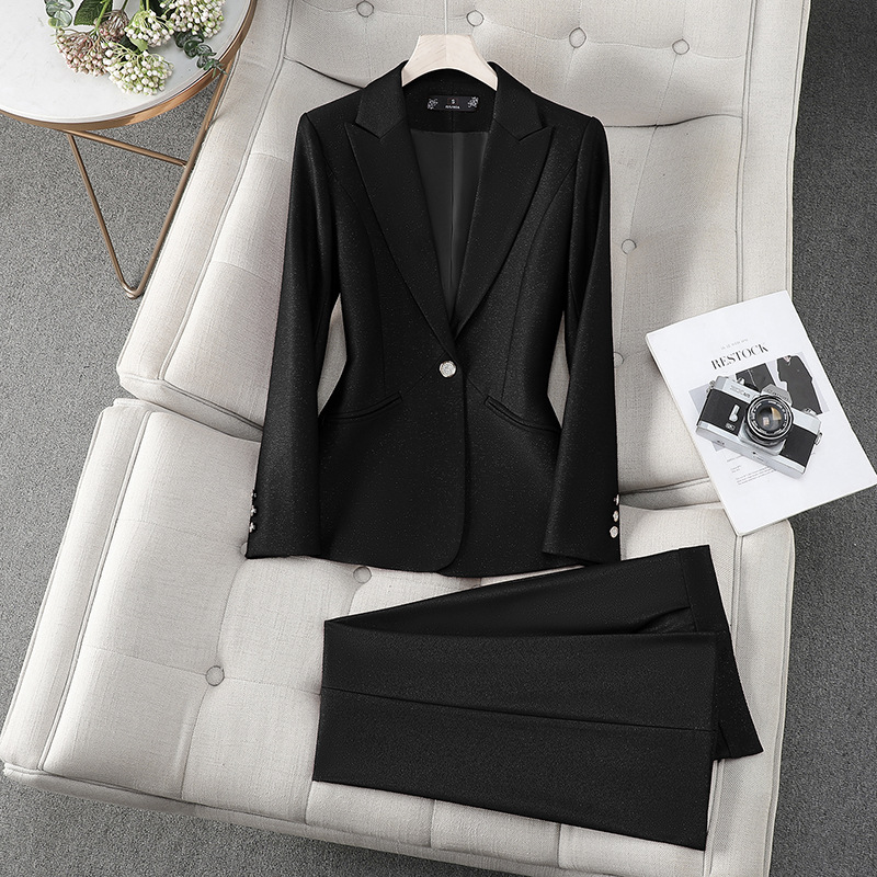 Office Ladies Formal Pant Suit - Women Formal Wear With Black Blazer 评论和价格