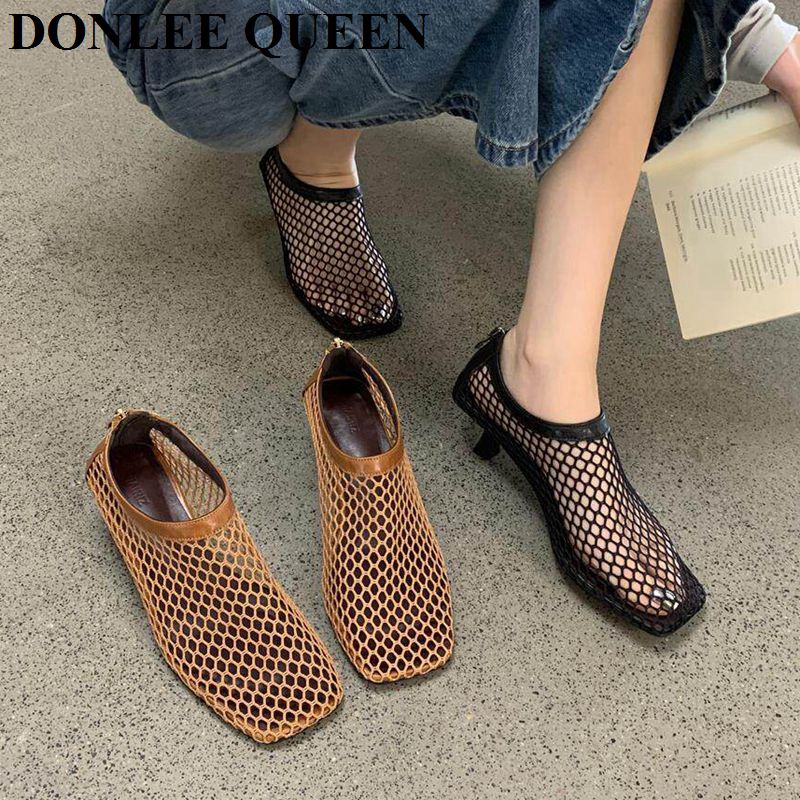 Vintage Mesh Square Toe Mule S - Kitten Heel Women 评论和价格