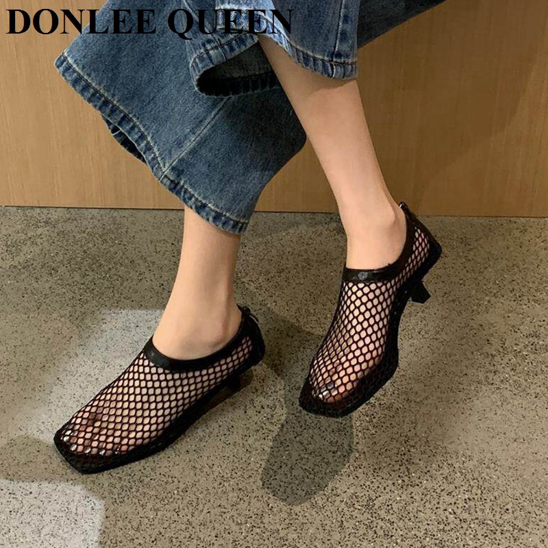 Vintage Mesh Square Toe Mule S - Kitten Heel Women 评论和价格