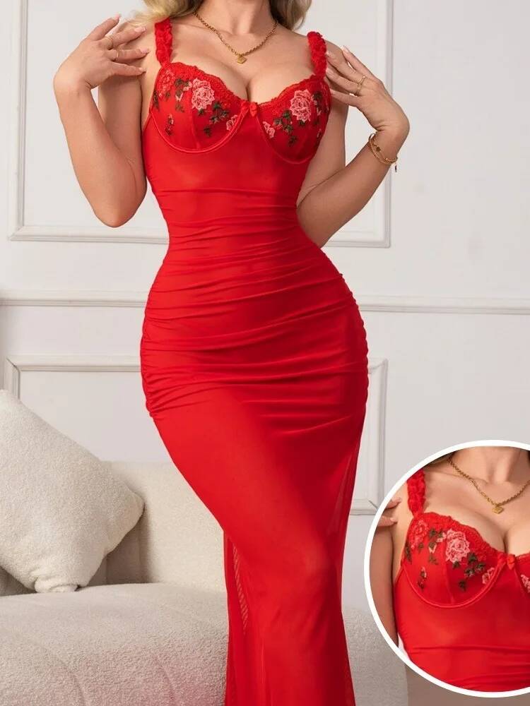 Red Ruched Dress With Strap Bo - Women Formal Wear Trends 评论和价格