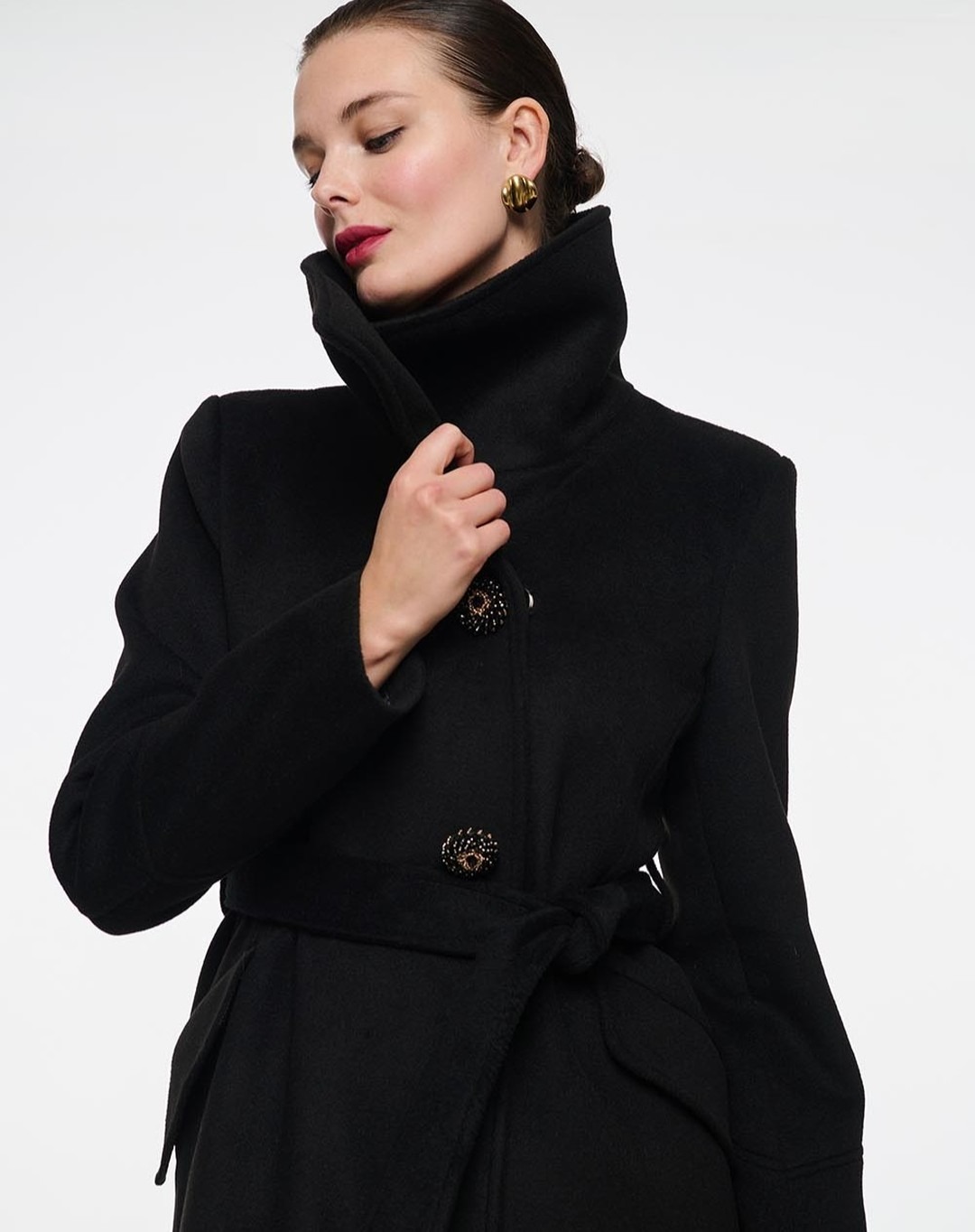 Vintage Black Stand Collar Wom - Women Formal Wear For Plus Size 评论和价格