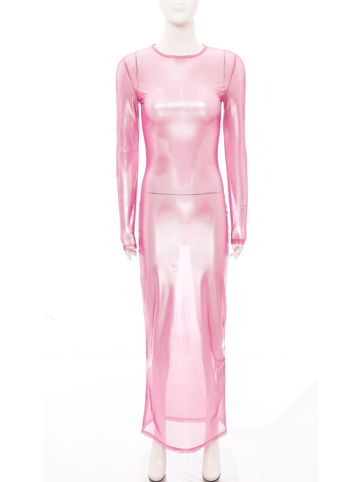 Womens Shiny Metallic Sheer Lo - Formal Wear Gowns For Women 评论和价格
