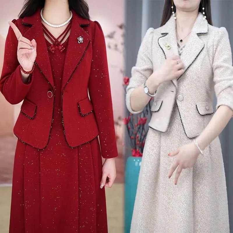 Middle Aged Female Dress Sets  - Women Formal Wear Set 评论和价格