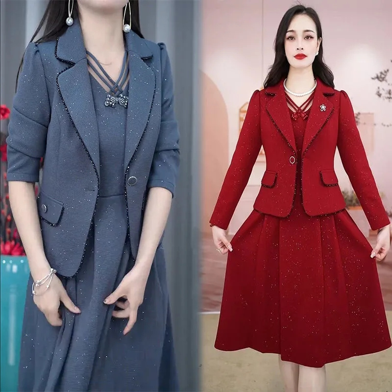 Middle Aged Female Dress Sets  - Women Formal Wear Set 评论和价格