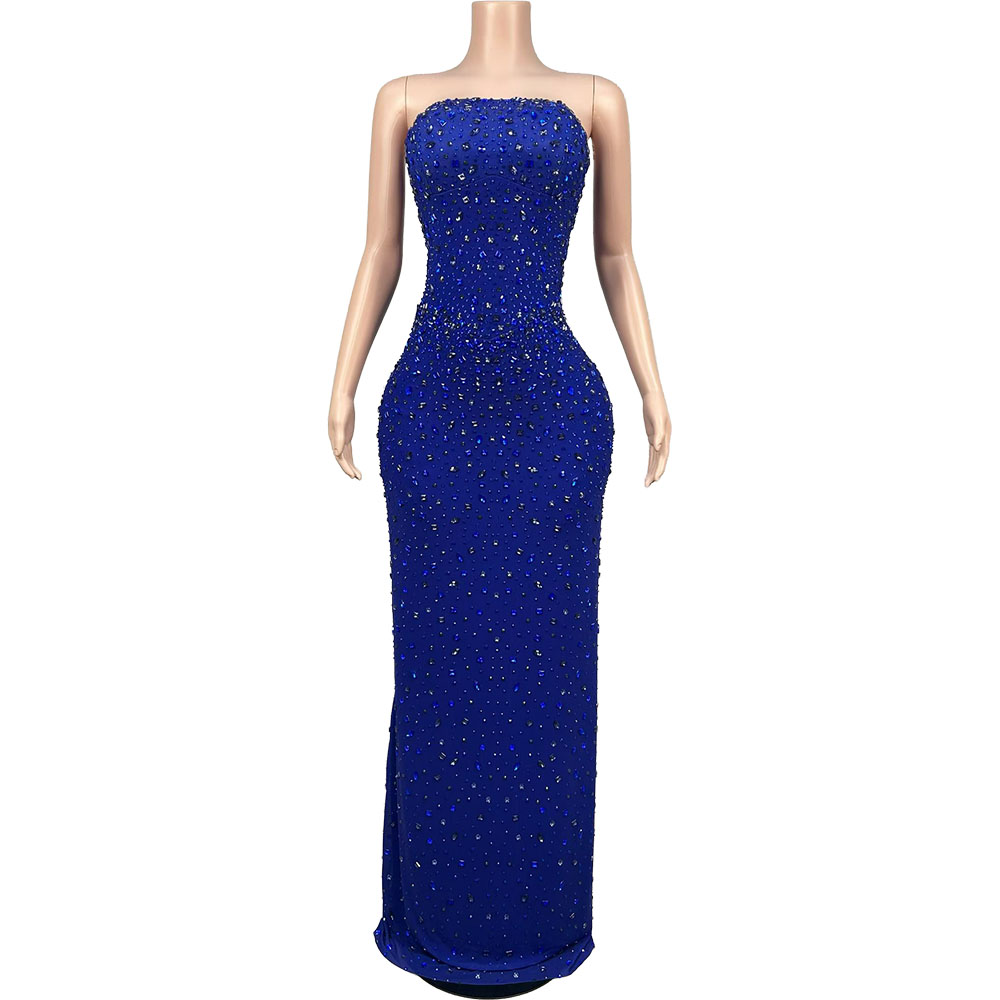 Sparkly Rhinestone Blue Strapl - Formal Wear Gowns For Women 评论和价格
