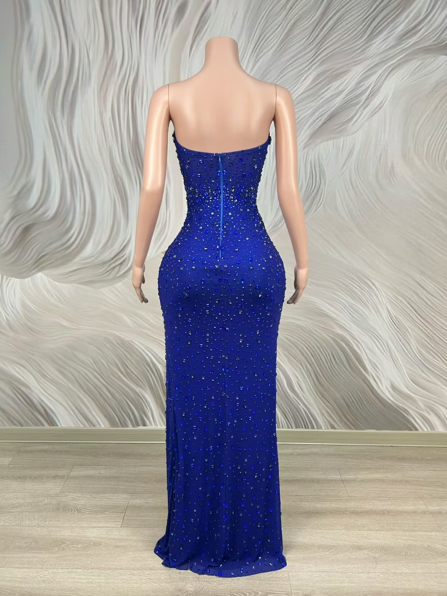 Sparkly Rhinestone Blue Strapl - Formal Wear Gowns For Women 评论和价格