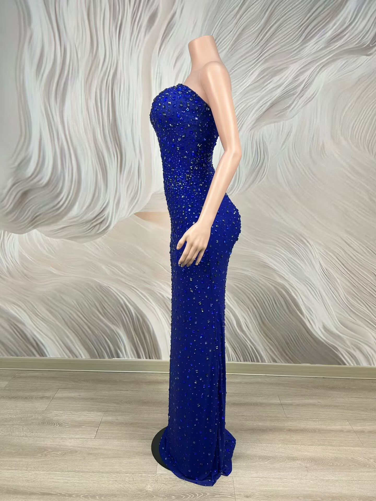 Sparkly Rhinestone Blue Strapl - Formal Wear Gowns For Women 评论和价格