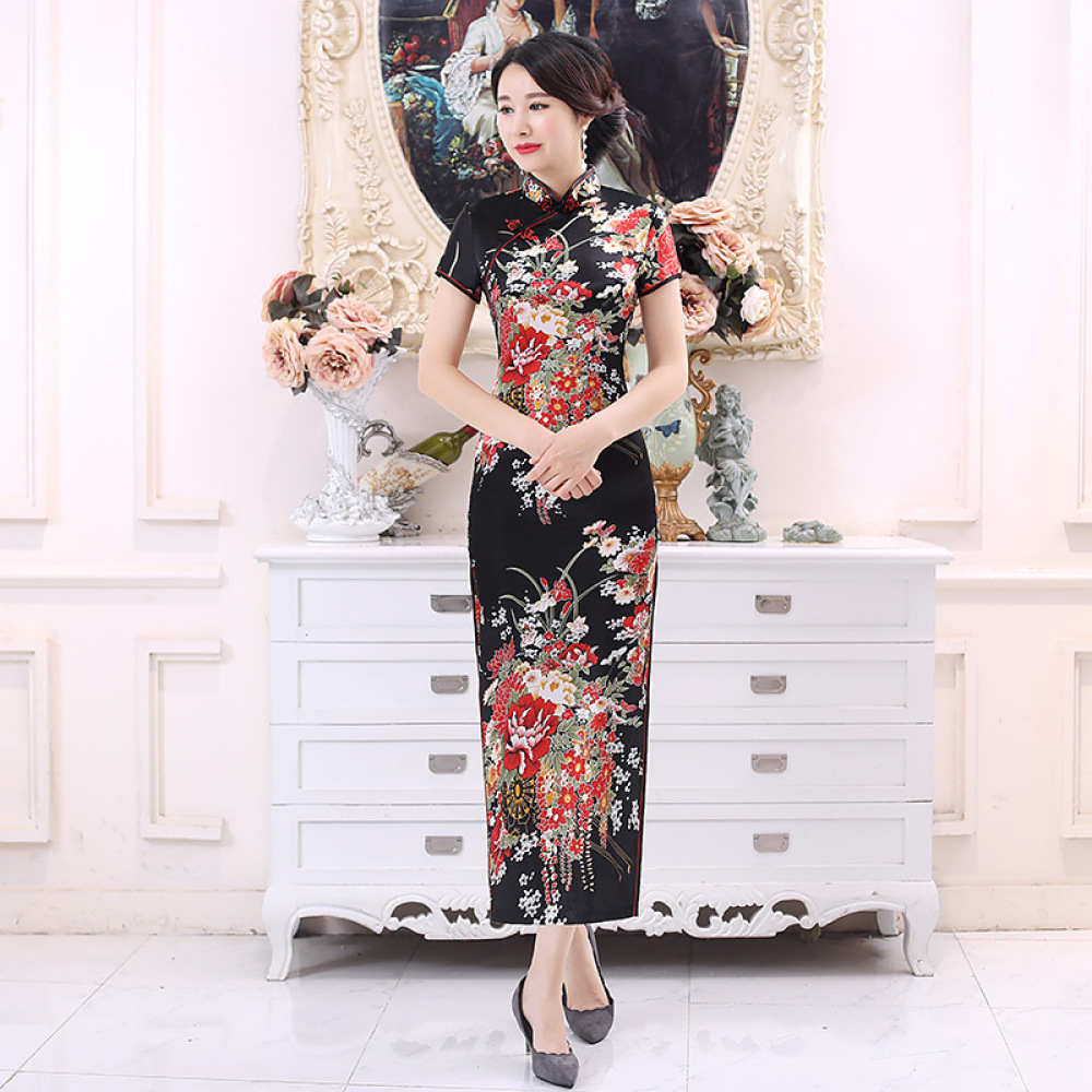 Classic Satin Cheongsam Long D - Women Formal Wear For Plus Size 评论和价格